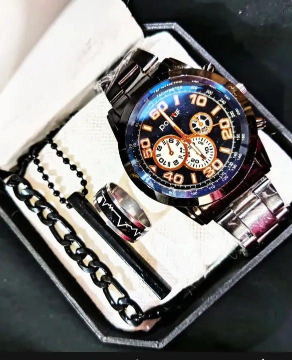 Men's 4-Piece Watch & Jewelry Style Set