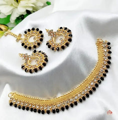 Traditional Multicolor Jewelry Set with Earrings & Tika