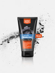 The Golden Pearl Activated Charcoal Face Wash tube with its black and gold packaging.