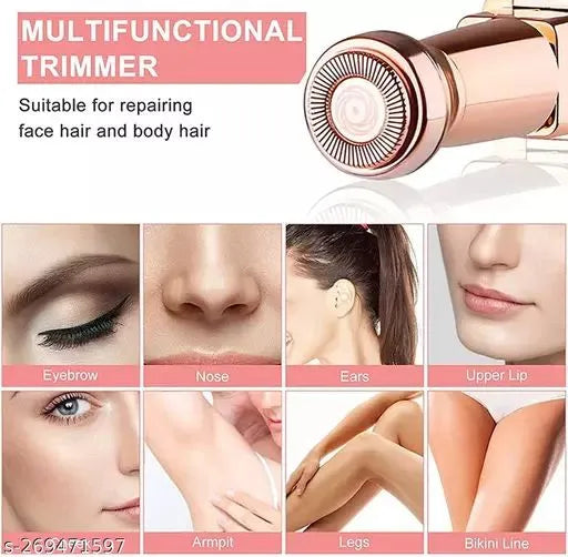 Multifunctional trimmer with uses for face and body hair on a white background