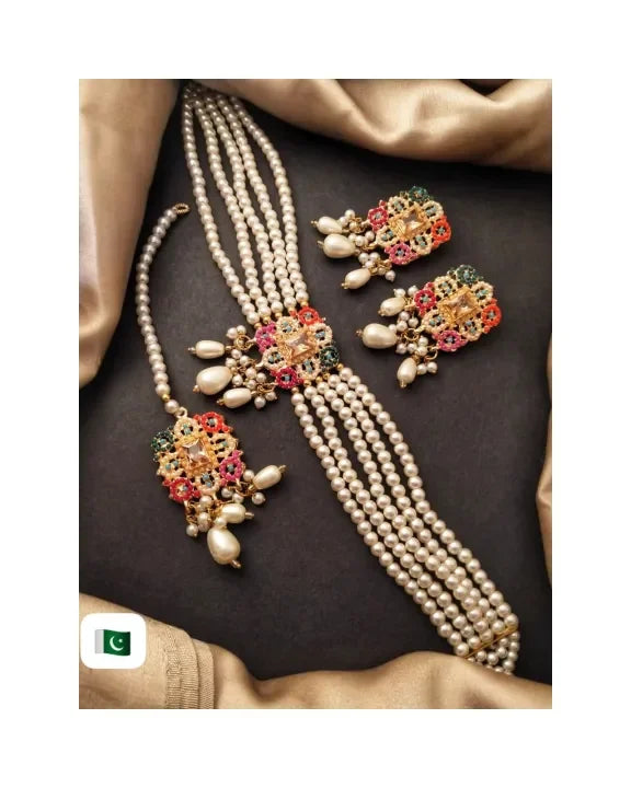 Stylish Choker Patti Jewelry Set with Earrings & Tika for Women