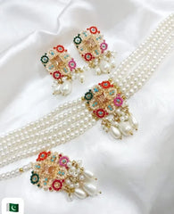 Stylish Choker Patti Jewelry Set with Earrings & Tika for Women