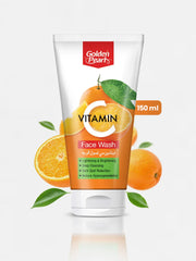 Tube of Golden Pearl Vitamin Face Wash with oranges and leaves on a white background