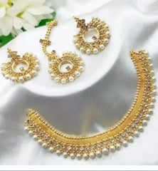 Traditional Multicolor Jewelry Set with Earrings & Tika