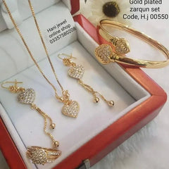 Stylish Gold Plated Zircon Jewelry Set with Necklace & Earrings