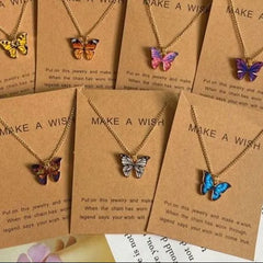 Korean Style Crystal Butterfly Charm Necklace for Girls