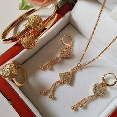 Stylish Gold Plated Zircon Jewelry Set with Necklace & Earrings