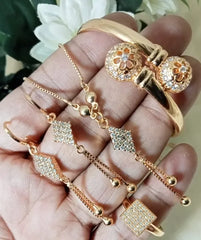 Stylish Gold Plated Zircon Jewelry Set with Necklace & Earrings